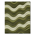 Olive Green Wave Stripe Rug