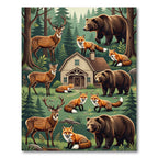 Forest Wildlife Woodland Animal Scene Rug