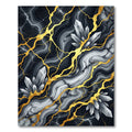 Gold Veined Black Marble Crystal Art Rug