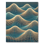 Modern Gold and Teal Wavy Grid Rug