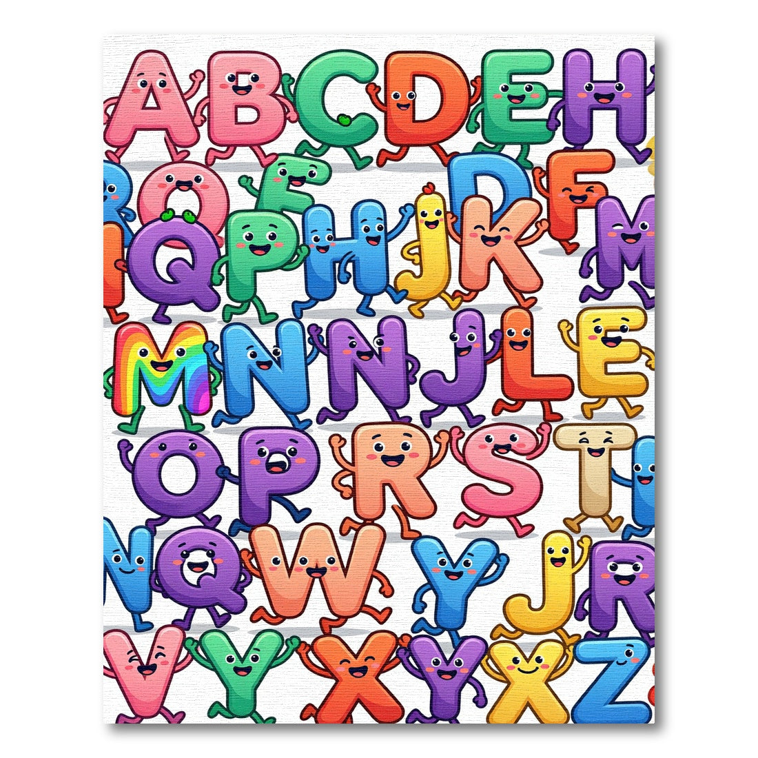 Colorful Playful Alphabet Characters Illustration Rug