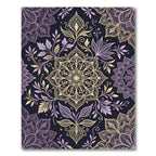 Golden Lavender Floral Medallion Collage Rug