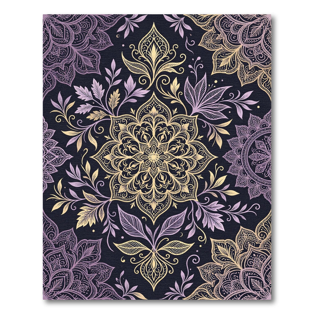 Golden Lavender Floral Medallion Collage Rug