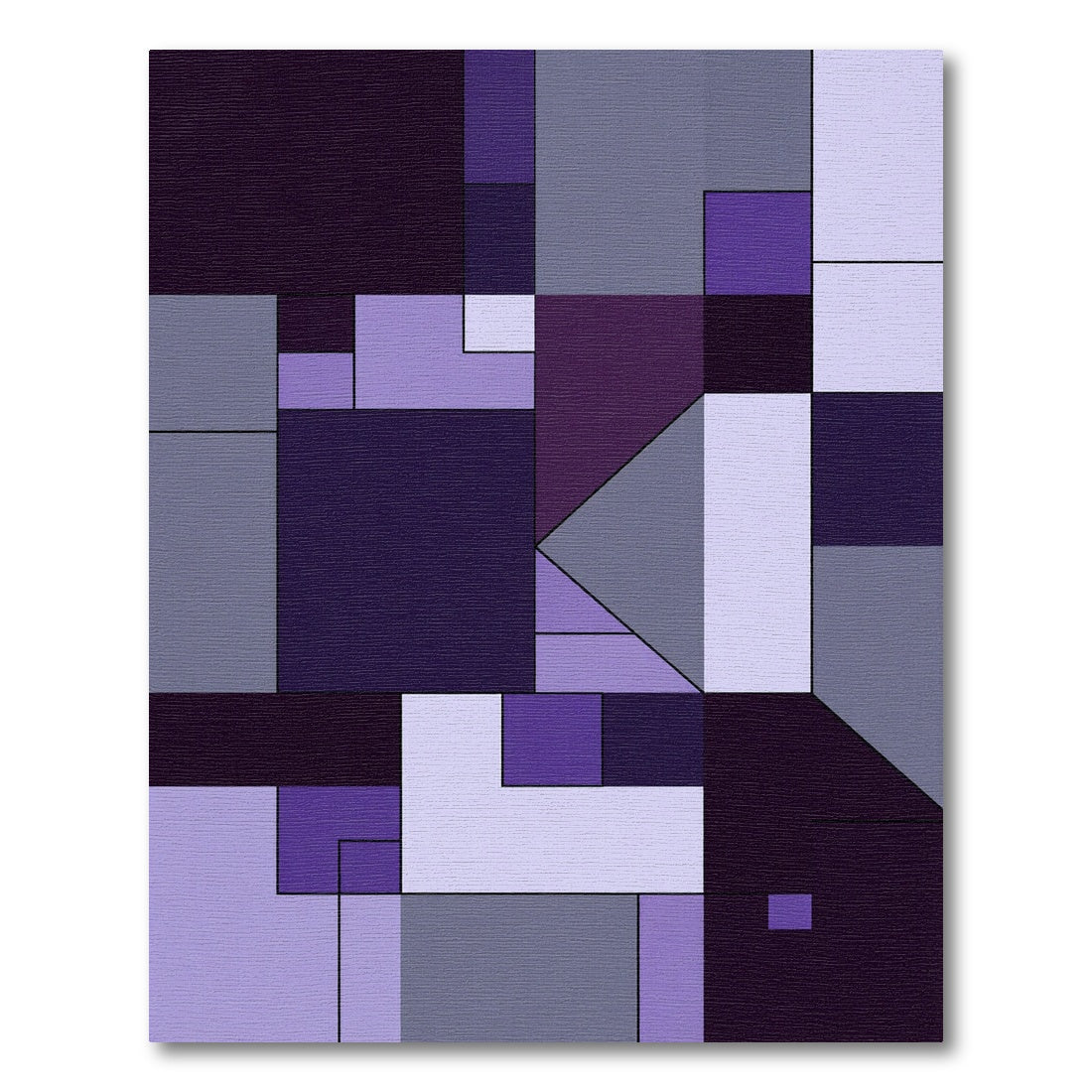 Modern Purple Geometric Color Block Rug
