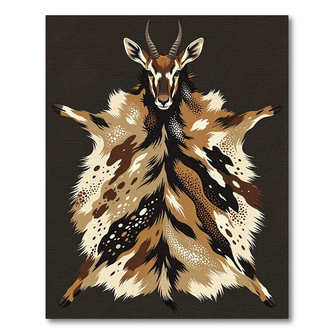 Abstract Antelope Pelt Earth Tone Rug