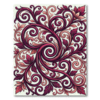 Deep Burgundy Floral Scroll Swirl Rug