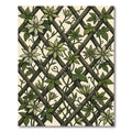 Earthy Green Clematis Lattice Trellis Rug