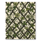 Earthy Green Clematis Lattice Trellis Rug