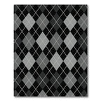 Black Gray Diamond Argyle Rug