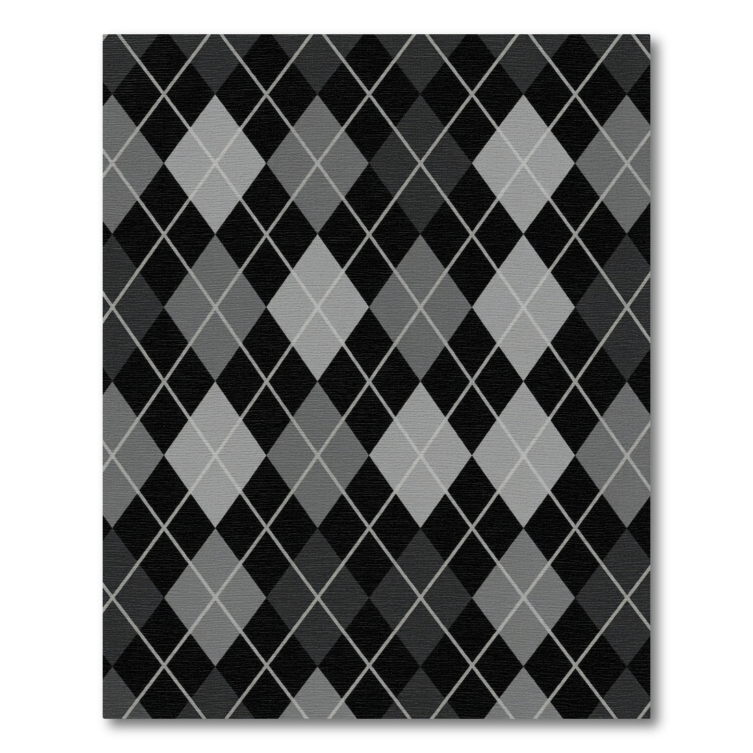Black Gray Diamond Argyle Rug