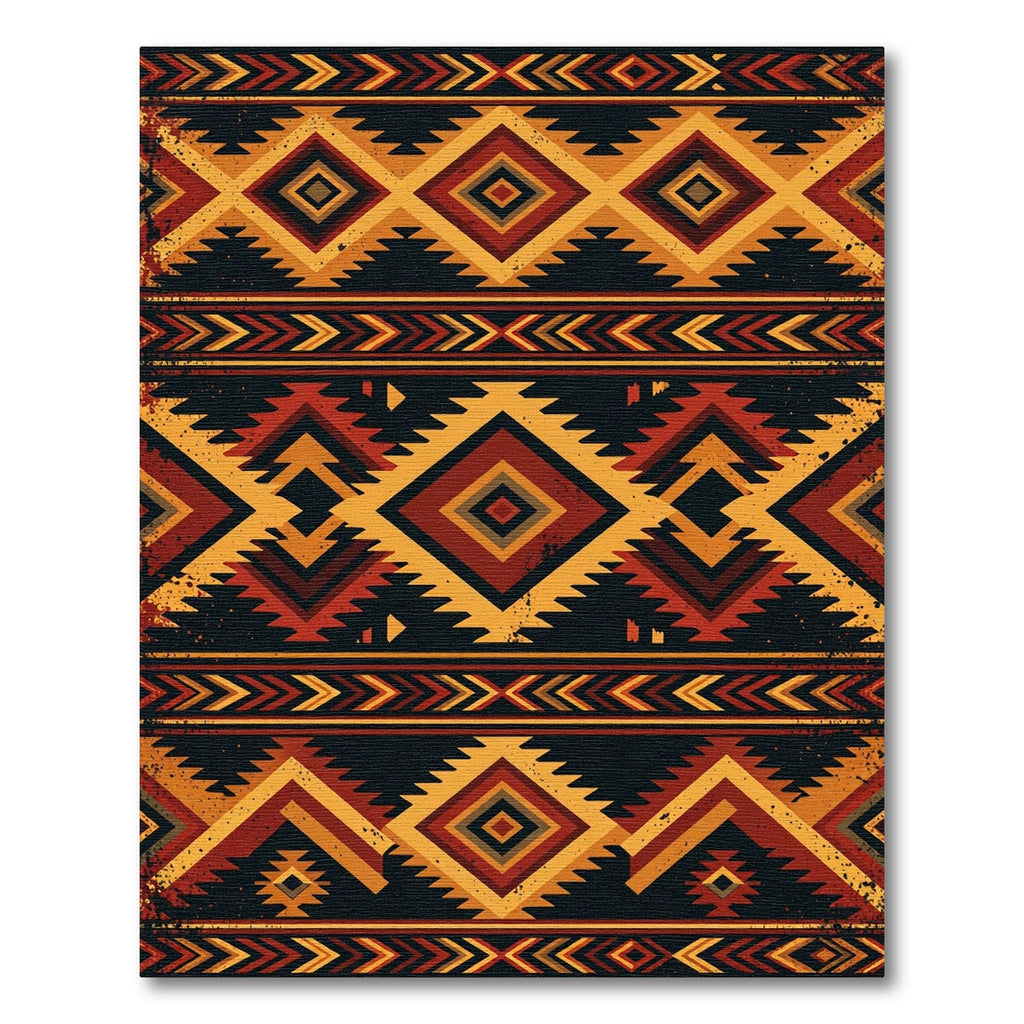 Warm Southwestern Geometric Diamond Rug