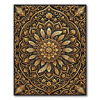 Opulent Gold Floral Feather Mandala Rug