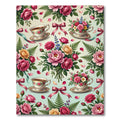 Romantic Rose Bouquet and Teacup Garden Rug