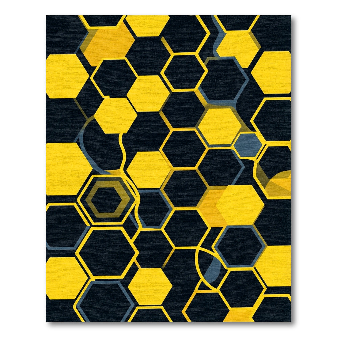 Modern Golden Hexagonal Geometric Art Rug