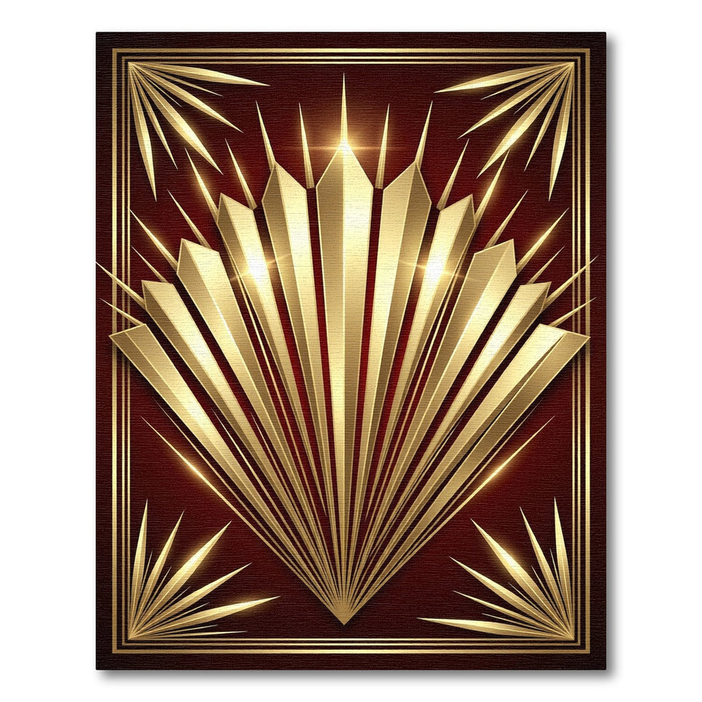 Golden Art Deco Radiant Fan Rug