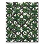 Lush Green Tropical Foliage Trellis Rug