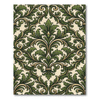 Elegant Forest Green Baroque Acanthus Rug