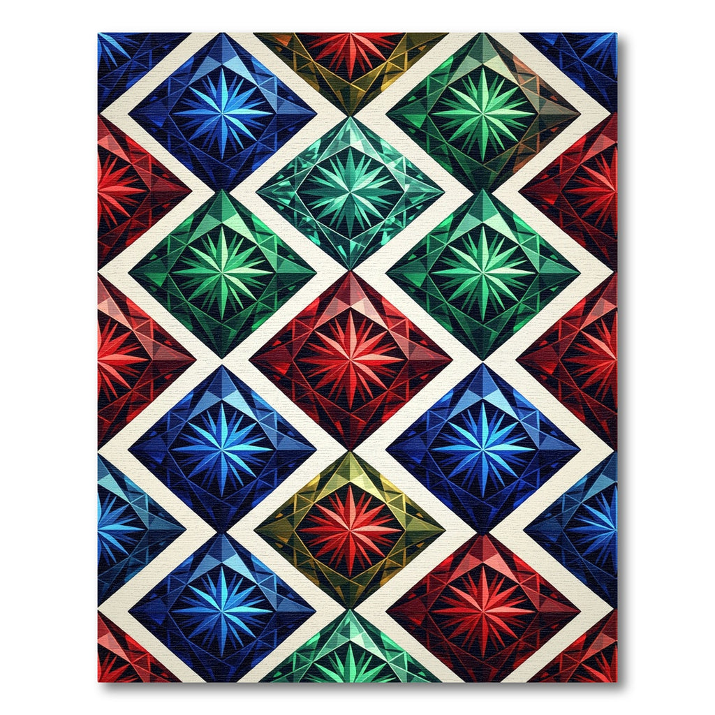 Geometric Radiant Jewel Diamond Mosaic Rug