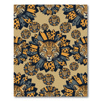 Leopard Face Sunburst Teal Gray Rug