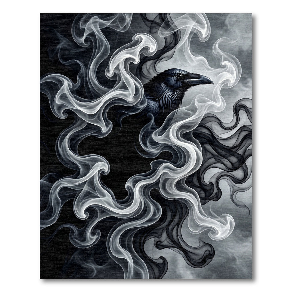 Mystic Raven Swirl Smoke Art Print Rug