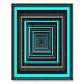 Neon Cyan Geometric Tunnel Illusion Rug