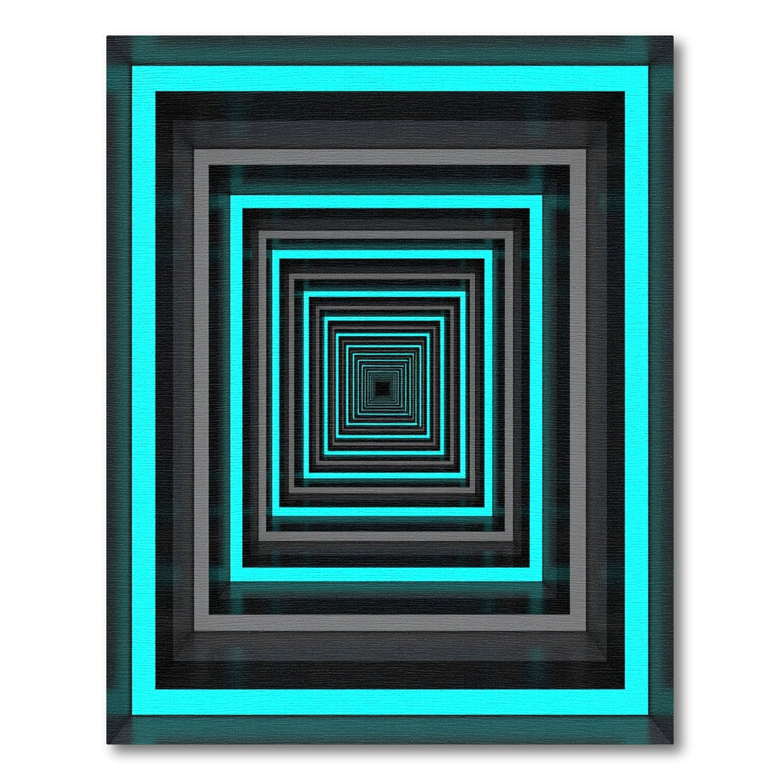 Neon Cyan Geometric Tunnel Illusion Rug