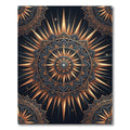 Golden Sunburst Medallion Black Rug