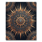 Golden Sunburst Medallion Black Rug