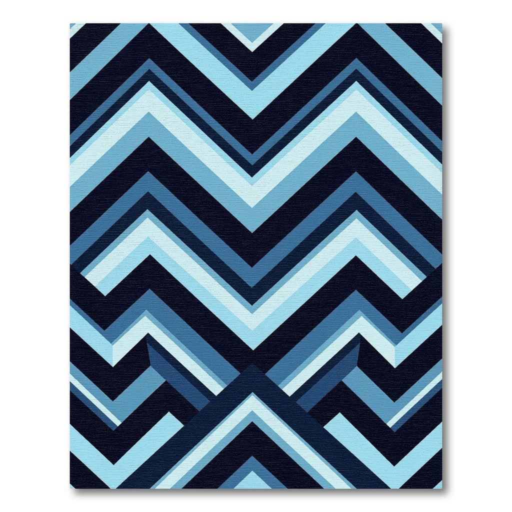 Modern Geometric Blue Chevron Zigzag Rug