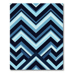 Modern Geometric Blue Chevron Zigzag Rug