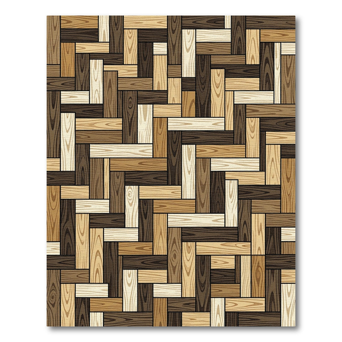 Alternating Wood Plank Mosaic Rug