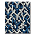 Modern Navy and Silver Geometric Interlace Rug
