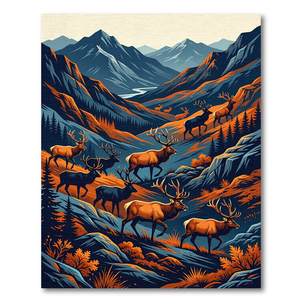 Majestic Elk Mountain Valley Landscape Rug