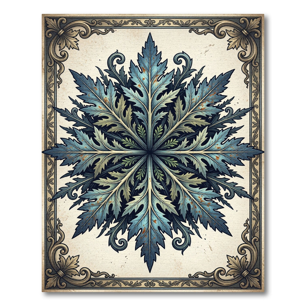 Vintage Blue Botanical Acanthus Medallion Rug