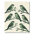 Sage Green Perched Songbird Illustration Rug