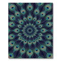 Vibrant Teal Peacock Feather Mandala Rug