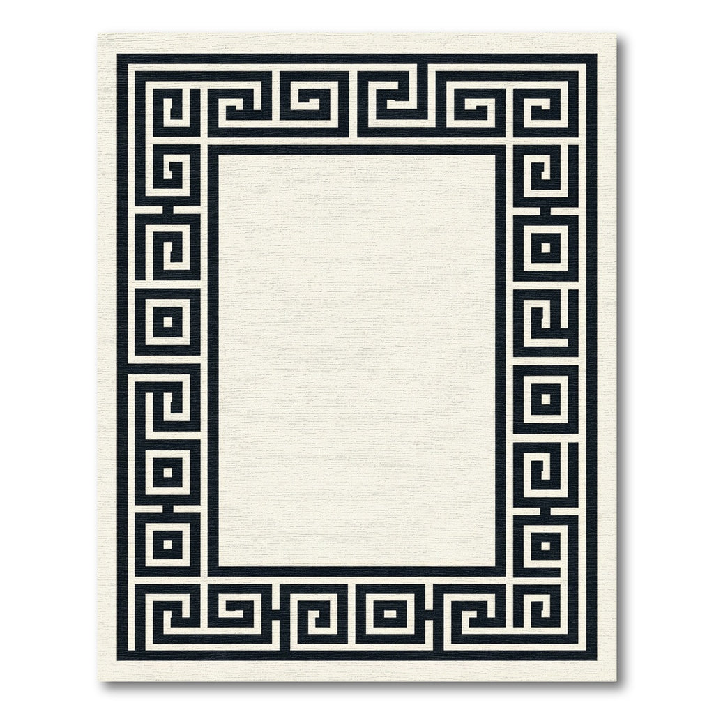 Monochrome Black and Cream Greek Key Rug