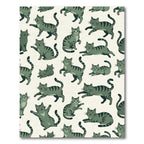 Whimsical Sage Green Tabby Cat Illustration Rug