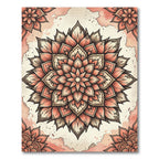 Coral Pink Mandala Floral Art Rug