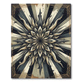 Golden Sunburst Ornate Monochrome Mandala Rug