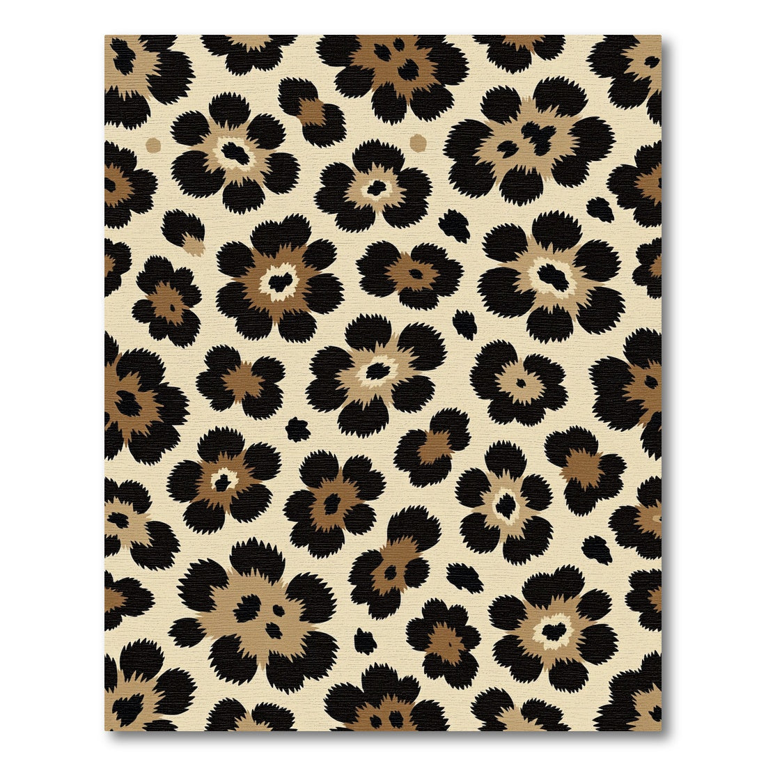 Sophisticated Beige Leopard Flower Rug
