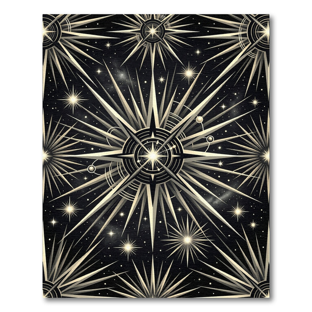 Cosmic Starburst Black And Gold Rug