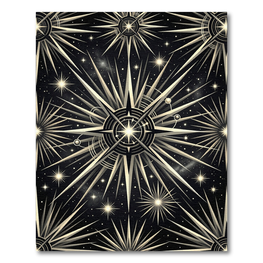 Cosmic Starburst Black And Gold Rug