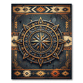 Golden Sun Compass Celestial Slate Art Rug
