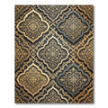 Golden Damask Filigree Slate Lattice Rug