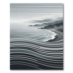 Monochromatic Coastal Wave Stripe Area Rug