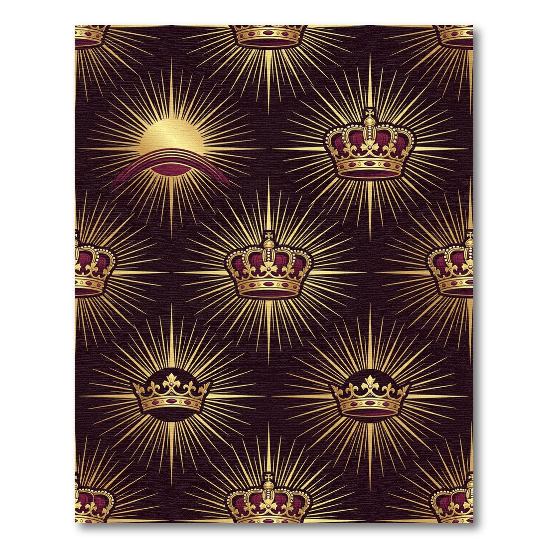 Regal Gold Crown Sunburst Damask Rug