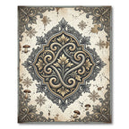 Earthy Floral Scroll Medallion Art Rug