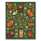 Woodland Creatures Flower Field Rug