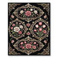 Ornate Pink Floral Garden Scrollwork Rug